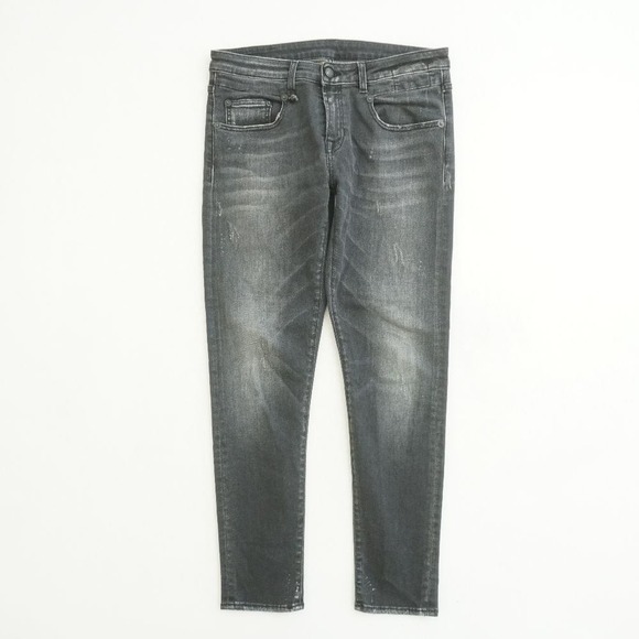 R13 Boy Skinny Jeans Size 26 Gray Wash 10754 Denim Distressed Made in Italy - Picture 1 of 11